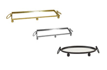 Load image into Gallery viewer, Eliza Rectangle Iron Mirror Tray with Handles - Black/Gold/Silver - 3 Sizes Available
