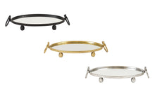 Load image into Gallery viewer, Eliza Rectangle Iron Mirror Tray with Handles - Black/Gold/Silver - 3 Sizes Available
