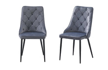 Load image into Gallery viewer, Button Tufted Dining Chair - Grey / Black legs
