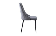 Load image into Gallery viewer, Button Tufted Dining Chair - Grey / Black legs
