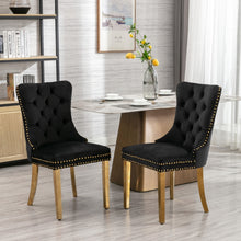 Load image into Gallery viewer, AADEN 2x Velvet Dining Chairs with Golden Metal Legs-Black
