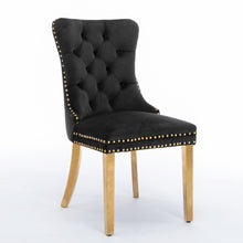 Load image into Gallery viewer, AADEN 2x Velvet Dining Chairs with Golden Metal Legs-Black
