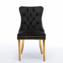 Load image into Gallery viewer, AADEN 2x Velvet Dining Chairs with Golden Metal Legs-Black
