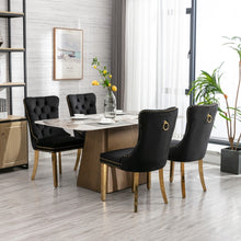 Load image into Gallery viewer, AADEN 2x Velvet Dining Chairs with Golden Metal Legs-Black
