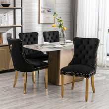 Load image into Gallery viewer, AADEN 2x Velvet Dining Chairs with Golden Metal Legs-Black
