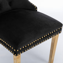 Load image into Gallery viewer, AADEN 2x Velvet Dining Chairs with Golden Metal Legs-Black
