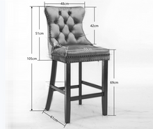 Load image into Gallery viewer, 2X Velvet Bar Stools with Studs Trim Wooden Legs Tufted Dining Chairs Kitchen
