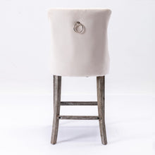 Load image into Gallery viewer, 2X Velvet Bar Stools with Studs Trim Wooden Legs Tufted Dining Chairs Kitchen
