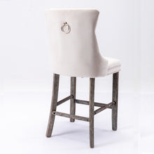 Load image into Gallery viewer, 2X Velvet Bar Stools with Studs Trim Wooden Legs Tufted Dining Chairs Kitchen
