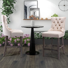 Load image into Gallery viewer, 2X Velvet Bar Stools with Studs Trim Wooden Legs Tufted Dining Chairs Kitchen
