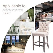 Load image into Gallery viewer, 2X Velvet Bar Stools with Studs Trim Wooden Legs Tufted Dining Chairs Kitchen
