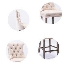 Load image into Gallery viewer, 2X Velvet Bar Stools with Studs Trim Wooden Legs Tufted Dining Chairs Kitchen
