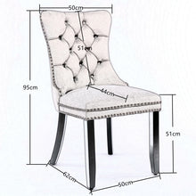 Load image into Gallery viewer, 2x Velvet Dining Chairs Upholstered Tufted Kithcen Chair with Solid Wood Legs Stud Trim and Ring-Gray
