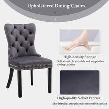 Load image into Gallery viewer, 2x Velvet Dining Chairs Upholstered Tufted Kithcen Chair with Solid Wood Legs Stud Trim and Ring-Gray
