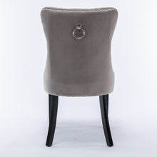 Load image into Gallery viewer, 2x Velvet Dining Chairs Upholstered Tufted Kithcen Chair with Solid Wood Legs Stud Trim and Ring-Gray
