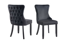 Load image into Gallery viewer, Paris Black Velvet and black Rubberwood Upholstered Dining Chairs Tufted Back -Set of 2
