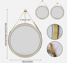 Load image into Gallery viewer, Interior Ave - LED Round Hanging Salon / Bathroom Wall Mirror - Gold - 60cm
