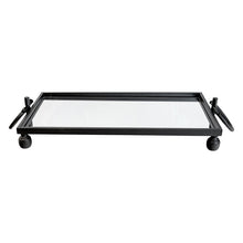 Load image into Gallery viewer, Eliza Rectangle Iron Mirror Tray with Handles - Black/Gold/Silver - 3 Sizes Available
