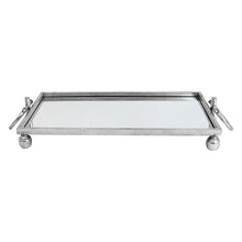 Load image into Gallery viewer, Eliza Rectangle Iron Mirror Tray with Handles - Black/Gold/Silver - 3 Sizes Available
