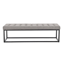 Load image into Gallery viewer, Button-tufted Upholstered Bench With Metal Legs - Light Grey Linen
