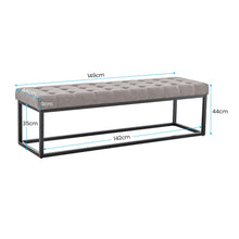 Load image into Gallery viewer, Button-tufted Upholstered Bench With Metal Legs - Light Grey Linen
